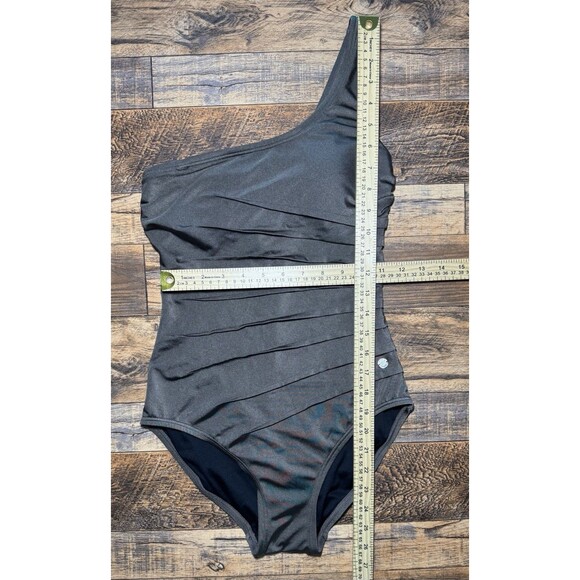 Calvin Klein One Piece Swimsuit Brown Shimmer One Strap Size 4 - Picture 3 of 9